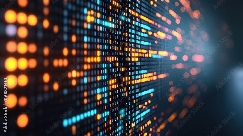 Grid abstract background concept. Abstract digital background with vibrant glowing dots in blue and orange tones. Grid abstract background concept. Abstract digital background with vibrant glowing dots in blue and orange tones.