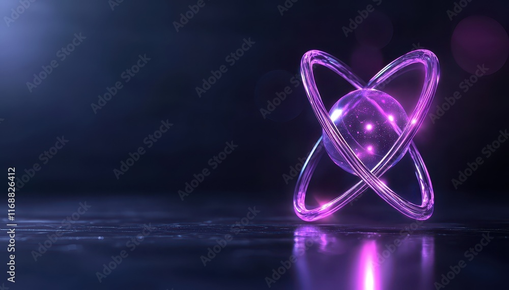 A glowing purple atom model symbolizing scientific discovery and innovation, perfect for educational and tech visuals. A glowing purple atom model symbolizing scientific discovery and innovation, perfect for educational and tech visuals.