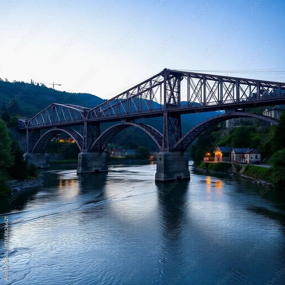 Fototapeta premium bridge over the river at night
