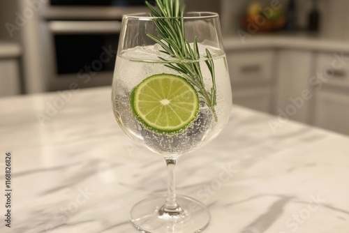 Refreshing Gin and Tonic with Lime and Rosemary photo