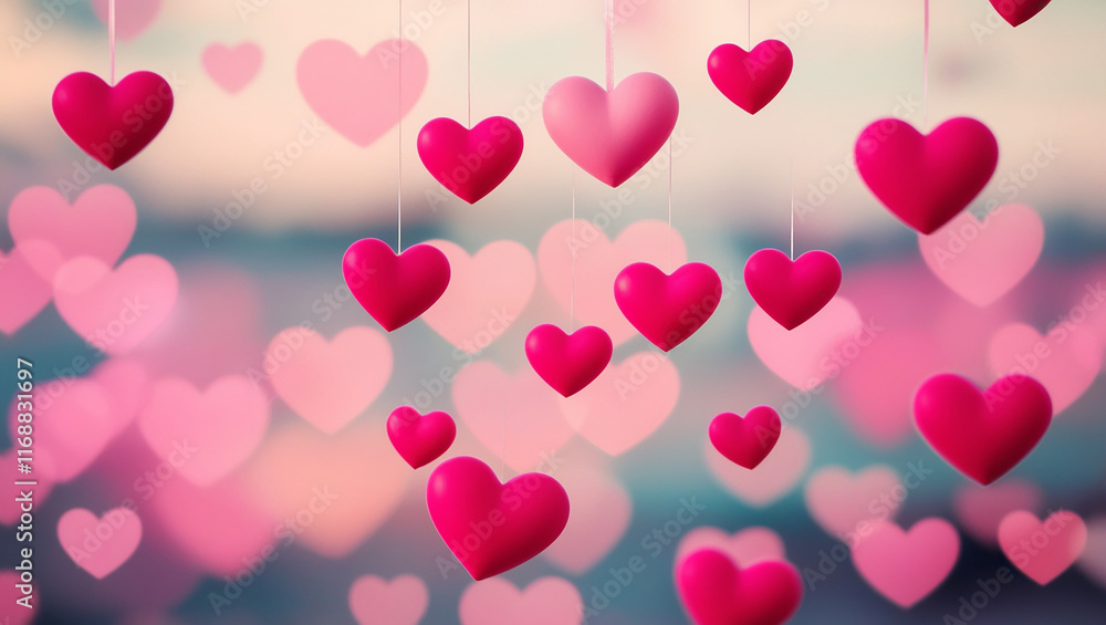 Romantic scene with pink heart affection on a dreamy blurred background
Romantic scene with pink heart affection on a dreamy blurred background