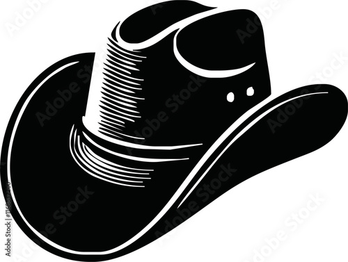 cowboy hat silhouette. cowboy hat isolated on white background. Vector illustration. cowboy hat illustration. hand drawn cowboy hat