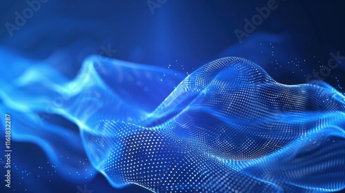 Digital wave with many dots and particles. Abstract dynamic wave background. Technology or science banner