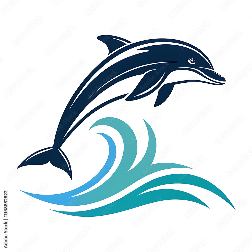 Naklejka premium Dolphin head silhouette vector illustration, logo type