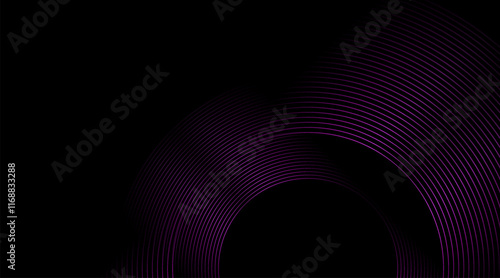 Violet shiny circular lines abstract futuristic tech background. Vector minimal geometric design