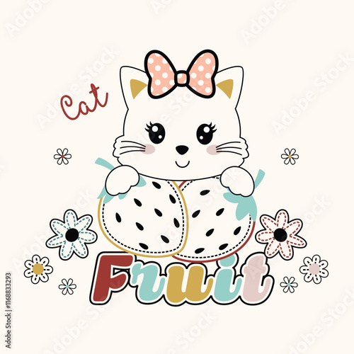 Adorable animals enjoying fresh fruits in a colorful vector illustration design
