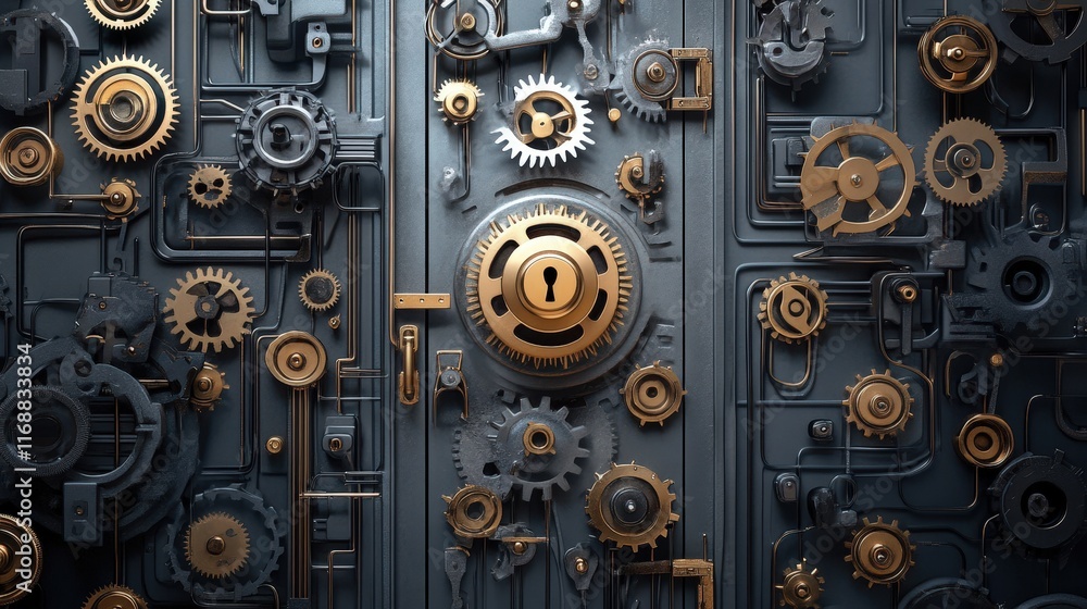 Intricate Gearwork Mechanism Forming a Secure Lock Intricate Gearwork Mechanism Forming a Secure Lock