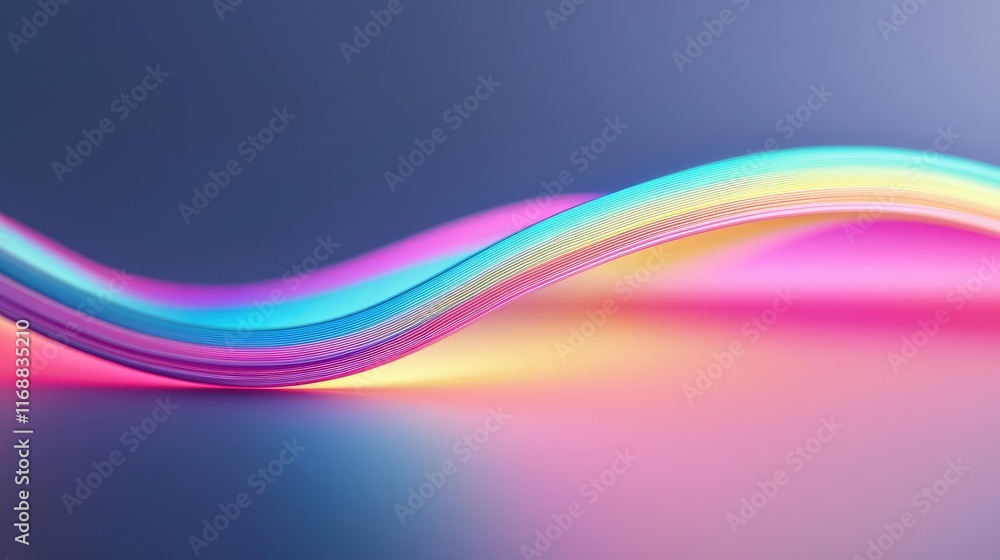 Obraz premium Rainbow abstract background idea. Vibrant abstract wave with colorful light blending softly in a modern digital aesthetic.