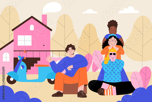 Friendship day composition in hand drawn style