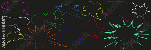 Speech Bubble colorful set. Set of hand draw speech bubbles.