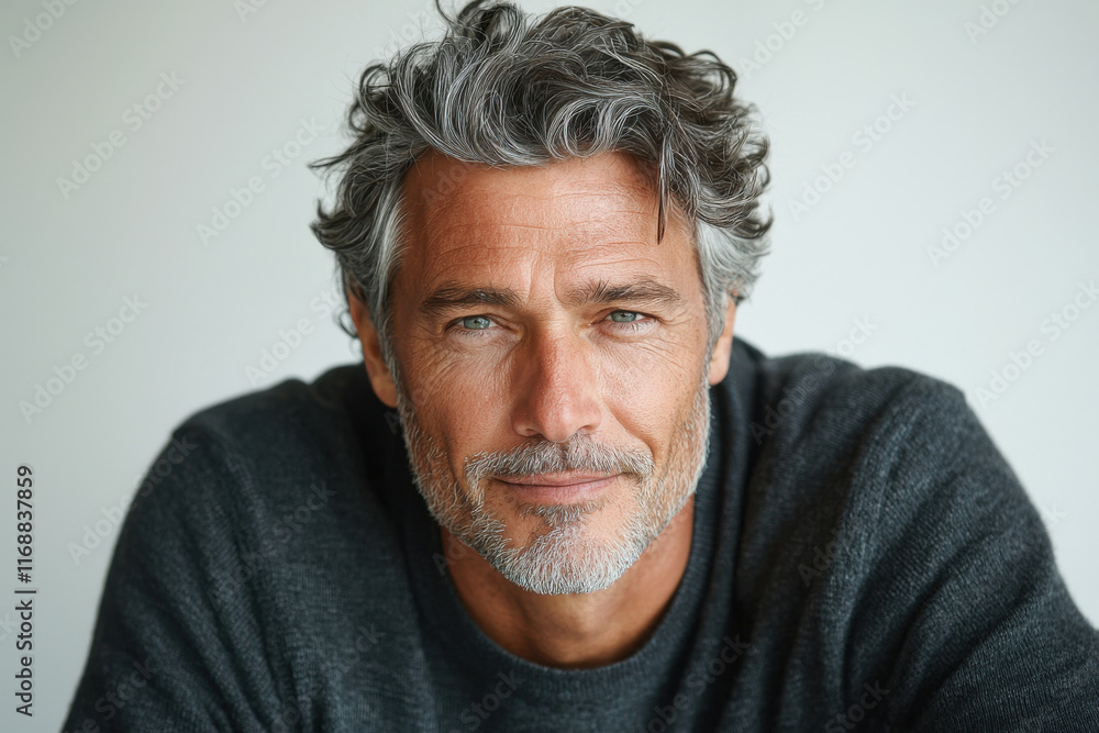 Confident man with gray hair and wrinkles Confident man with gray hair and wrinkles