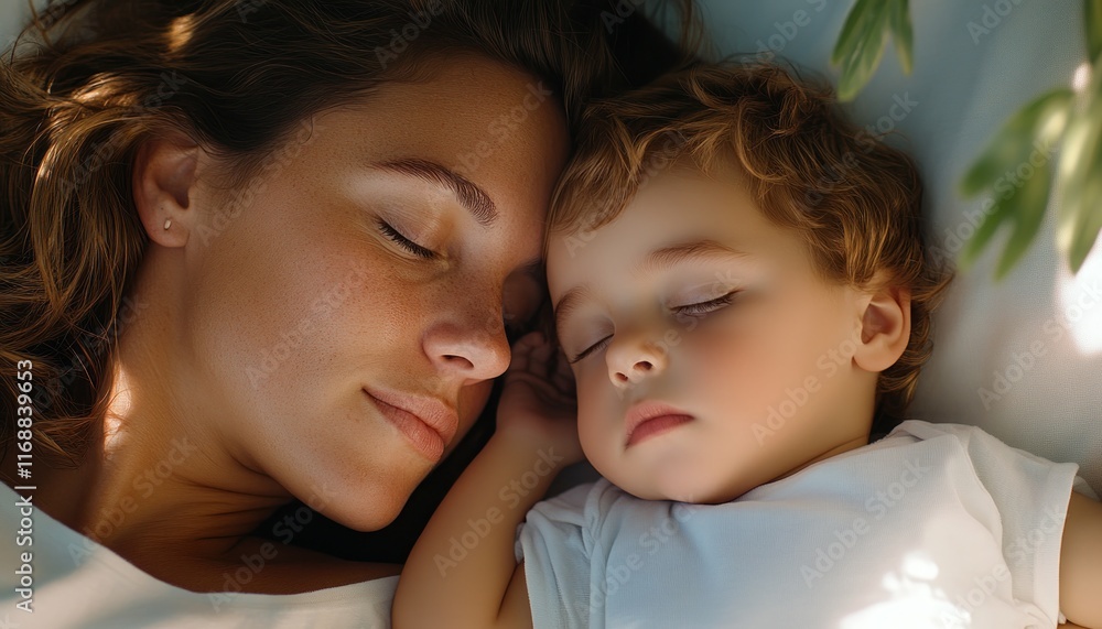 Explore the tender connection of a loving mother supporting her child, their bond radiating warmth, care, and security through gentle embraces Witness the peaceful sleep of a mother and child Explore the tender connection of a loving mother supporting her child, their bond radiating warmth, care, and security through gentle embraces Witness the peaceful sleep of a mother and child