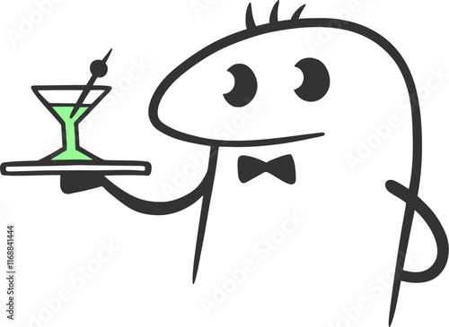 Design of waiter with drink cup
