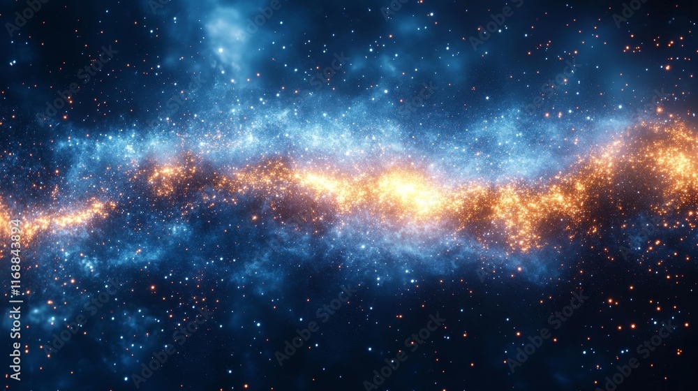 Obraz premium Dynamic Sparks Effect on a Blue Cosmic Background. Generative AI