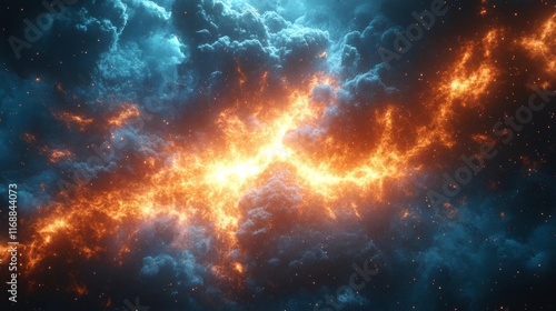 Wallpaper Mural Fiery Explosion in the Vast Galaxy. Generative AI Torontodigital.ca