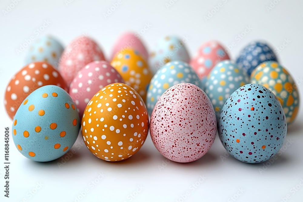 Colorful Easter eggs on a white background, hand art concept Colorful Easter eggs on a white background, hand art concept