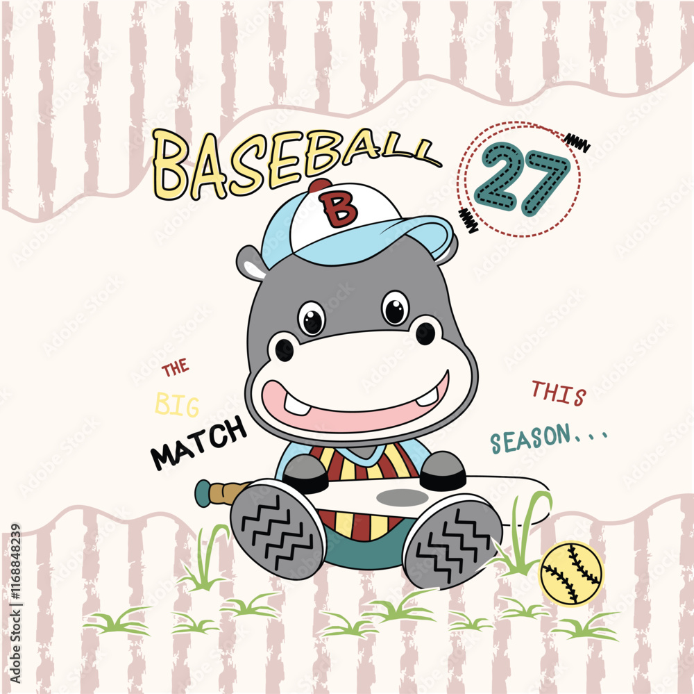 Obraz premium Cute animal characters enjoying baseball sports, playful and fun vector illustration. 