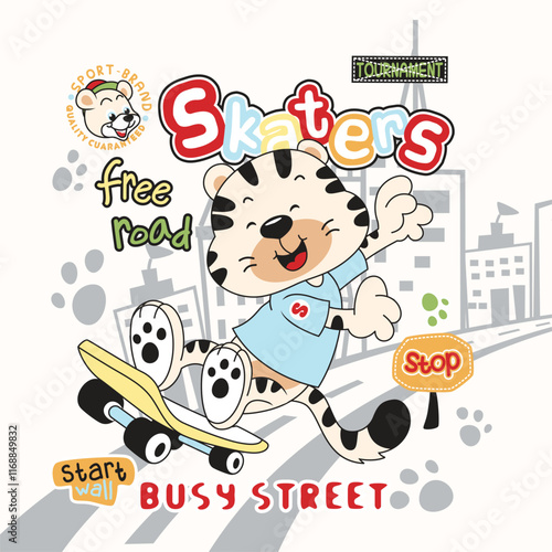 Adorable animal vector performing freestyle skateboarding tricks with a cheerful and energetic vibe.