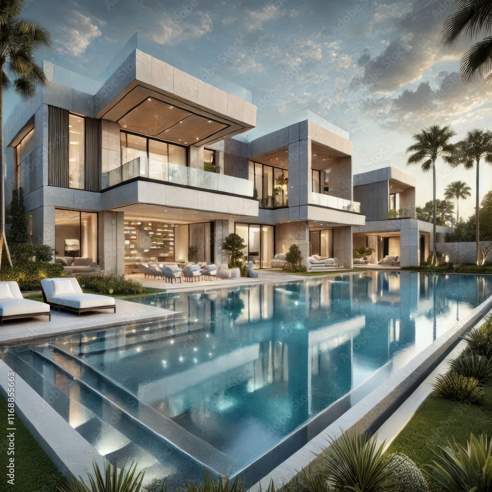 Fototapeta premium Minimalist Luxury Home with Clean Architecture