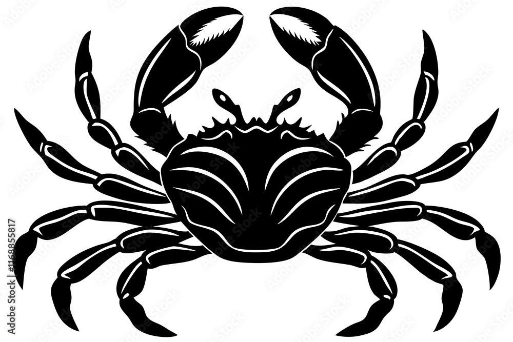 Detailed Crab Silhouette with Intricate Design - Marine Vector Illustration
Detailed Crab Silhouette with Intricate Design - Marine Vector Illustration