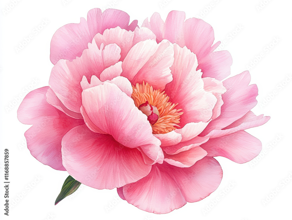 Lush pink peony flower with delicate petals and vibrant center Lush pink peony flower with delicate petals and vibrant center
