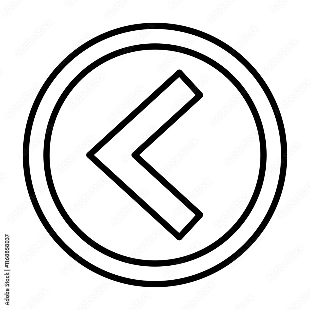 Chevron Backward Outline Icon Style