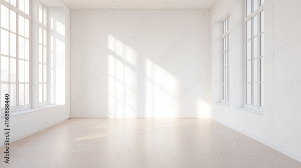 a minimalist child's room with a white background with features a small a minimalist child's room with a white background with features a small