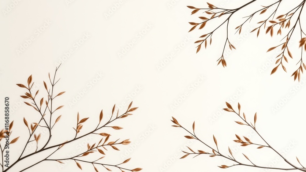 Fototapeta premium Elegant Autumn Branches Frame a Blank Space for Text or Design