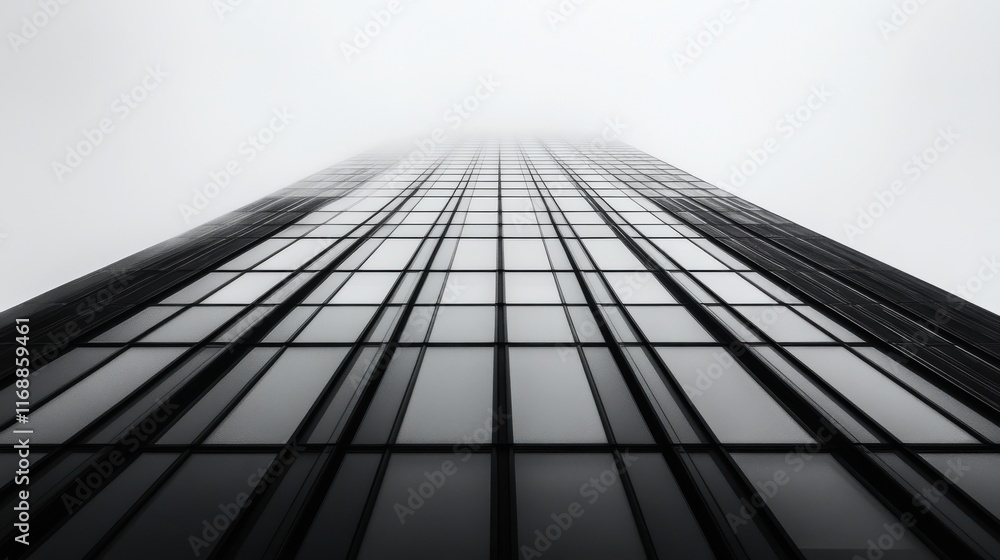 A tall building with a lot of windows and a cloudy sky in the background A tall building with a lot of windows and a cloudy sky in the background