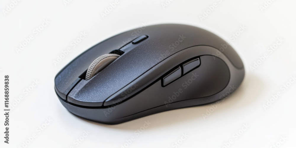 A sleek black computer mouse sits elegantly on a clean background. This image highlights modern technology and design. Ideal for digital or tech-related projects. AI A sleek black computer mouse sits elegantly on a clean background. This image highlights modern technology and design. Ideal for digital or tech-related projects. AI