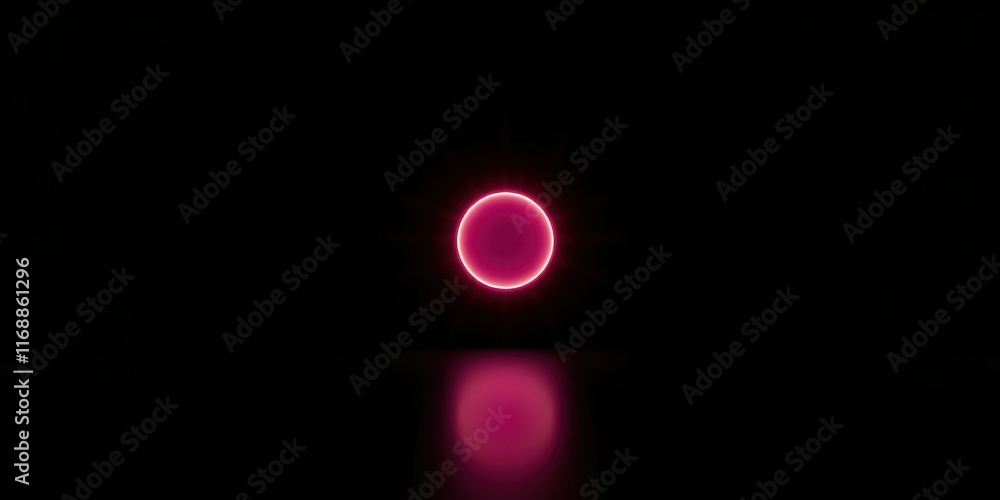 Glowing Pink Circle Reflecting on Dark Surface Abstract Background Glowing Pink Circle Reflecting on Dark Surface Abstract Background