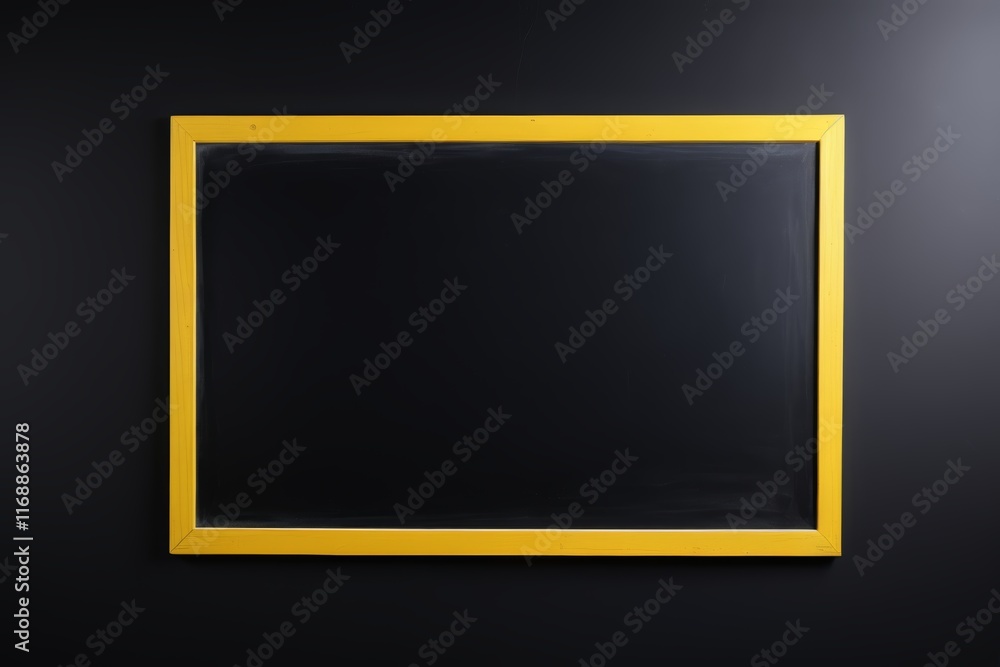 yellow frame on a black wall with a black background yellow frame on a black wall with a black background