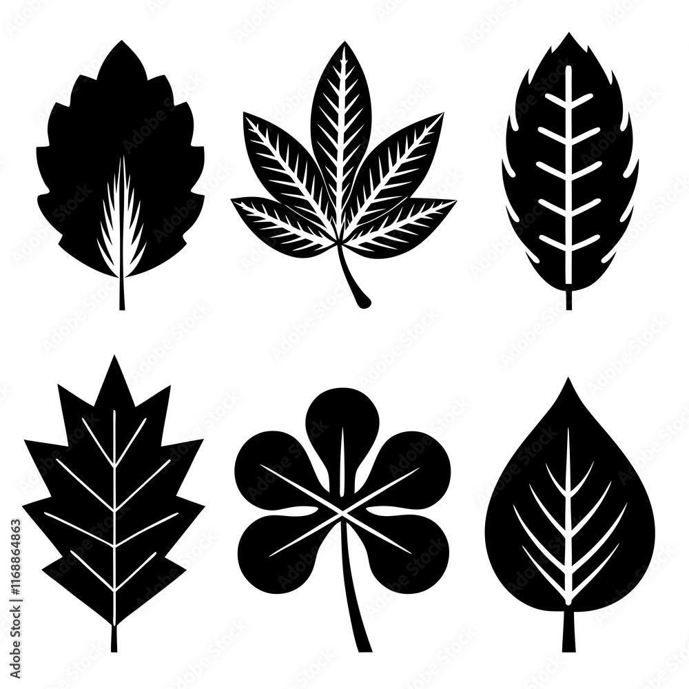 collection of leaves silhouette collection of leaves silhouette