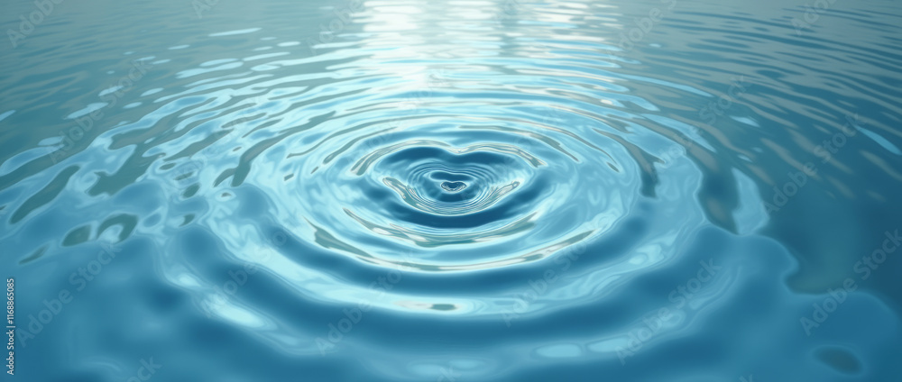 Concentric Water Ripples with Heart Shapes Fade Out into the Top and Bottom Corners, Adding a Fresh Design Element Concentric Water Ripples with Heart Shapes Fade Out into the Top and Bottom Corners, Adding a Fresh Design Element