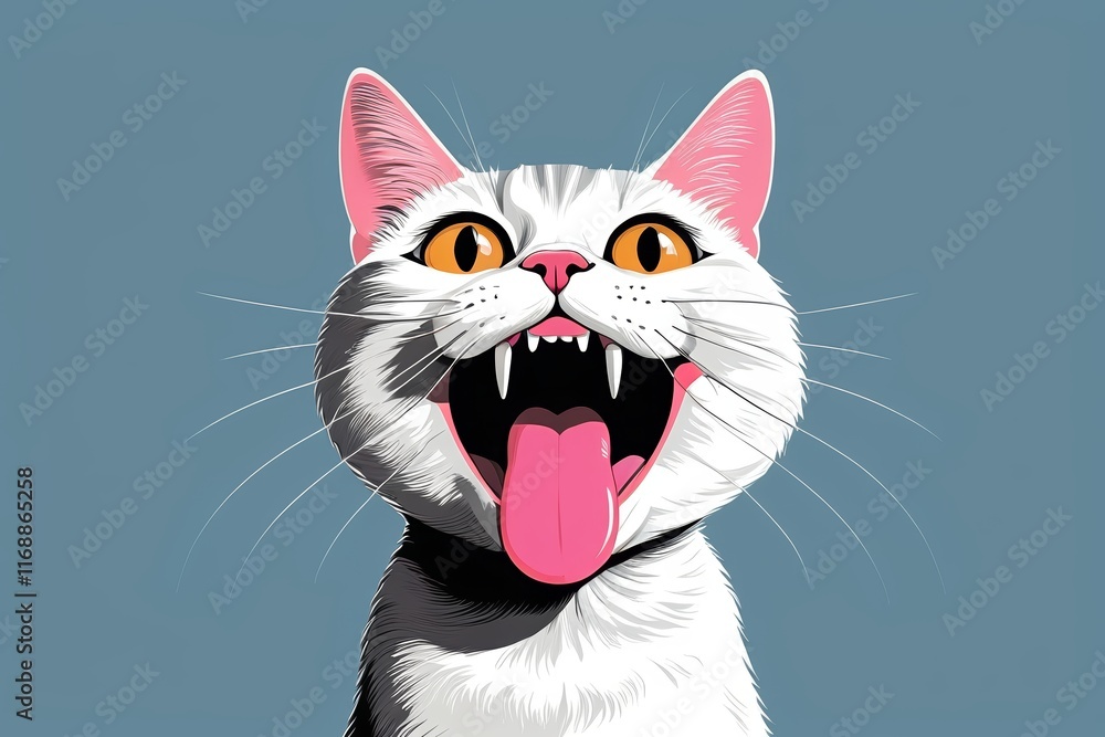 there is a white cat with a pink tongue sticking out there is a white cat with a pink tongue sticking out