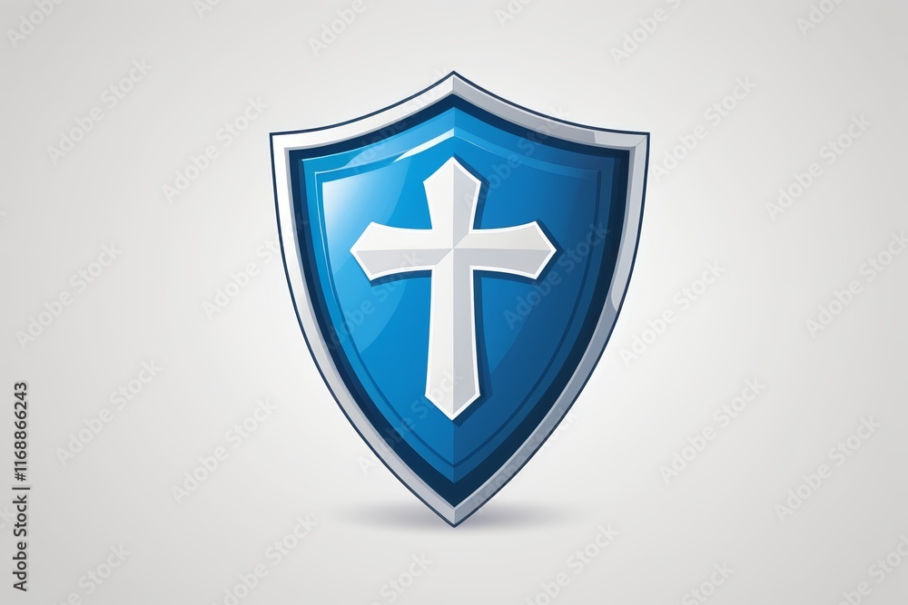 Fototapeta premium a close up of a blue shield with a cross on it