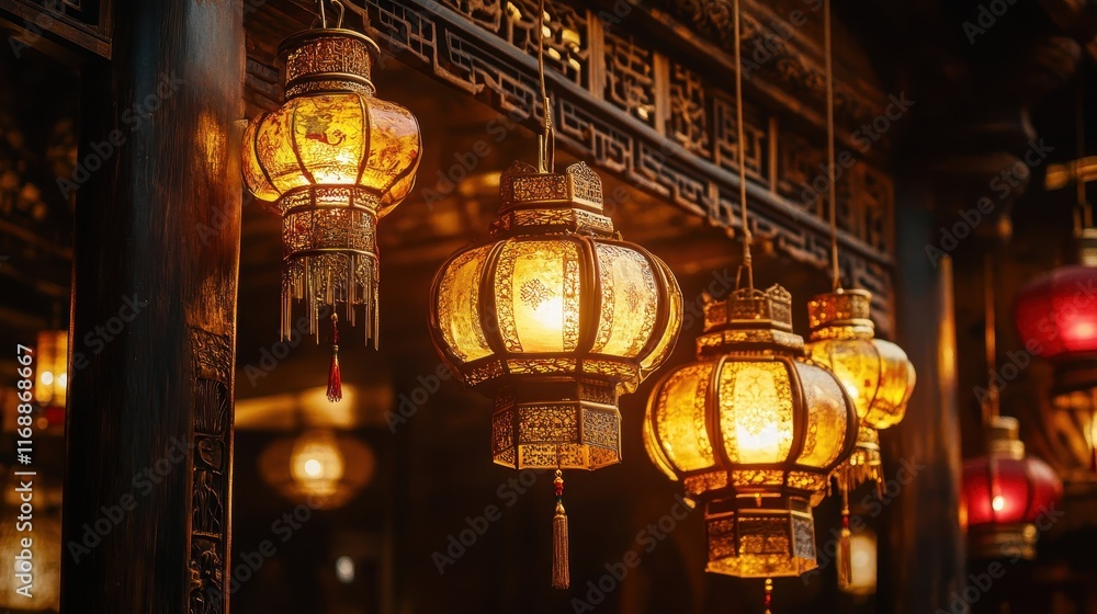Obraz premium Ornate Decorative Lanterns in Warm Glow