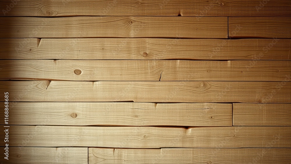 Fototapeta premium Warm-toned horizontal wood plank background texture with subtle light and shadow variations across the surface