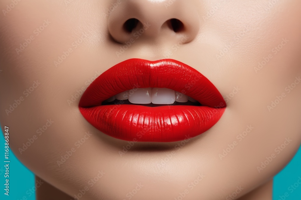 Obraz premium there is a close up of a woman ' s lips with red lipstick