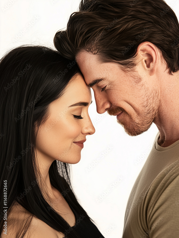 Close up portraits of mid 30s couple in love. Putting their head together. Close up portraits of mid 30s couple in love. Putting their head together.