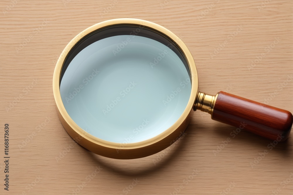 a close up of a magnifying glass on a wooden table a close up of a magnifying glass on a wooden table