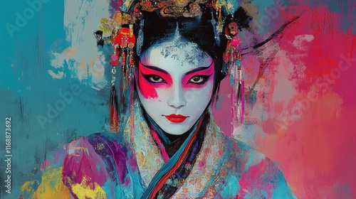 Vibrant Chinese Opera Performer in Colorful Costume