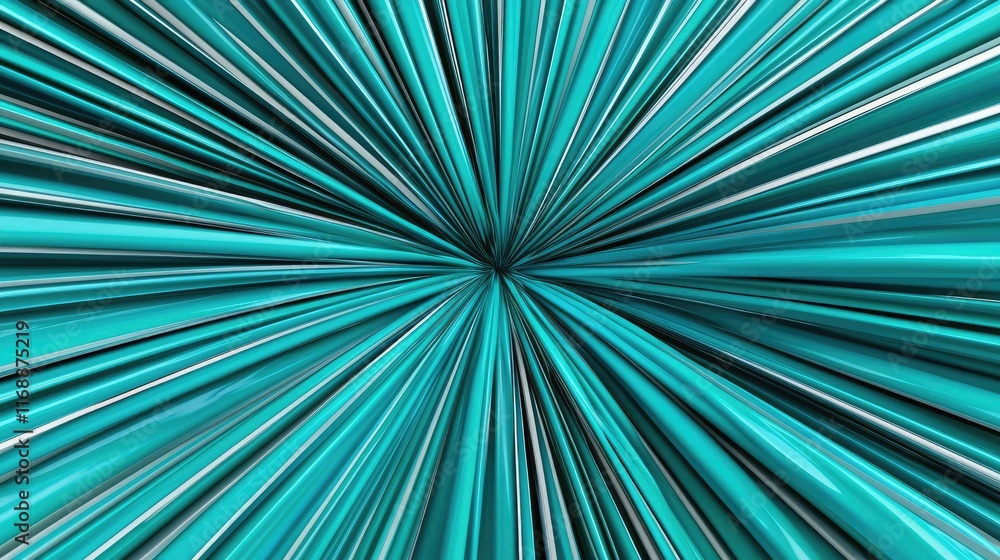Obraz premium Burst abstract background idea. Abstract design featuring dynamic lines radiating in a vibrant teal color.