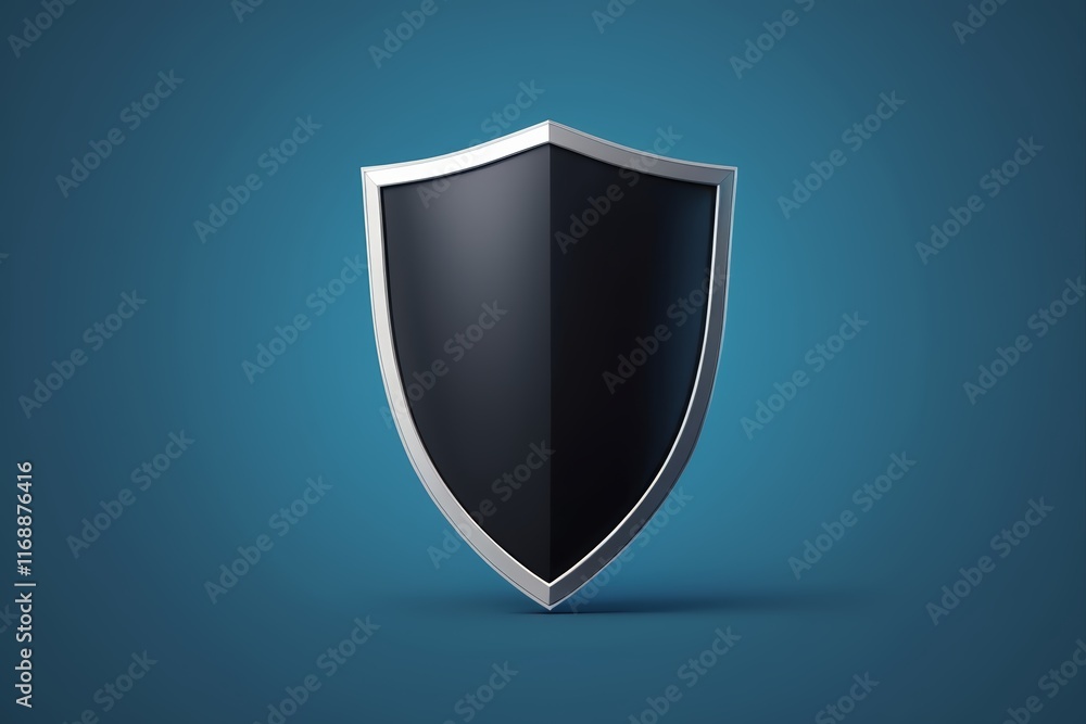 a close up of a black and silver shield on a blue background a close up of a black and silver shield on a blue background