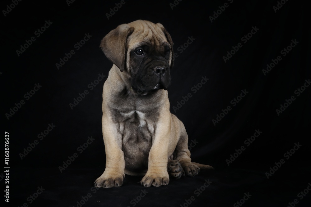 bullmastiff puppy sitting on black background bullmastiff puppy sitting on black background