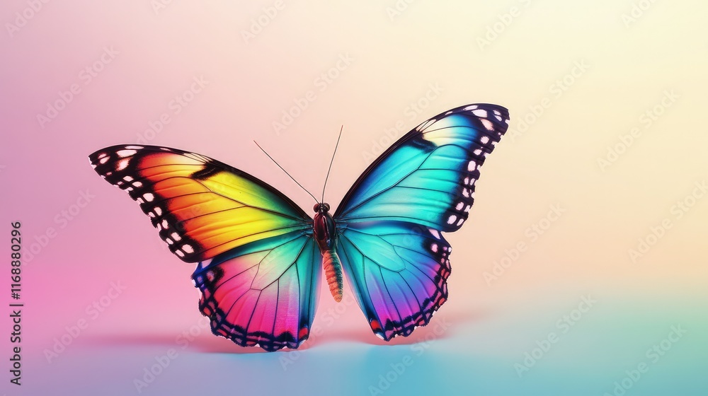 Fototapeta premium The butterfly pauses for a moment on a petal, as if savoring the stillness before taking flight once again. 