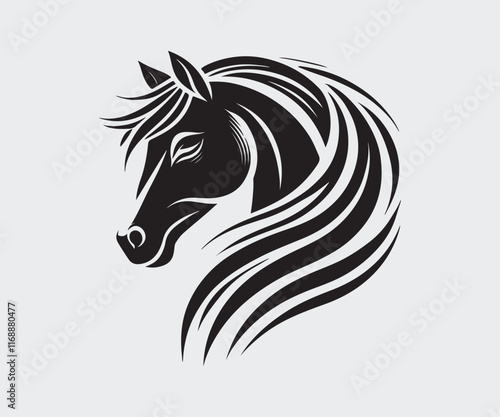 Wallpaper Mural silhouette of a horse's head in black and white Torontodigital.ca