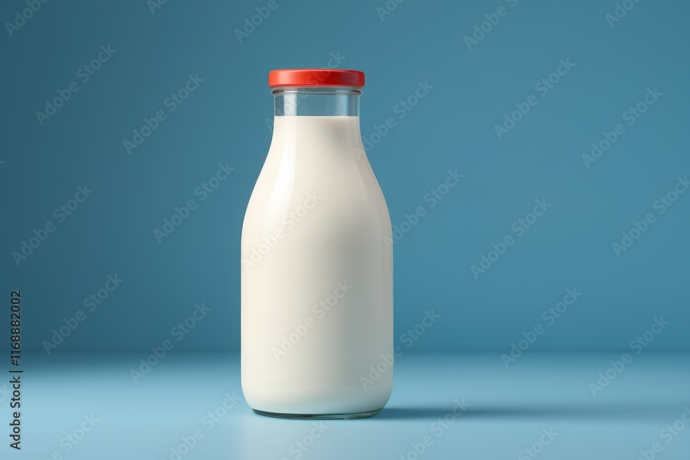 arafed glass bottle of milk on a blue surface arafed glass bottle of milk on a blue surface