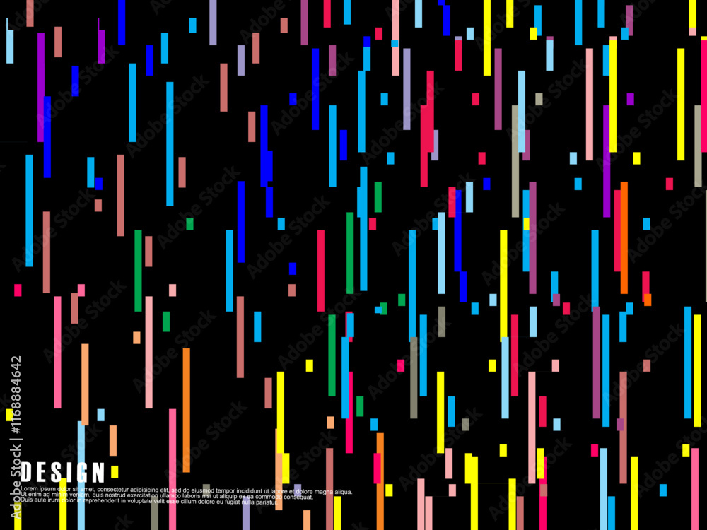 Black background with abstract multicolored striped pattern. Black background with abstract multicolored striped pattern.