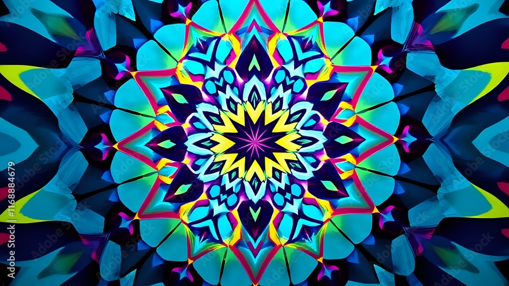 Vibrant Futuristic Mandala Wallpaper with Geometric Patterns Vibrant Futuristic Mandala Wallpaper with Geometric Patterns